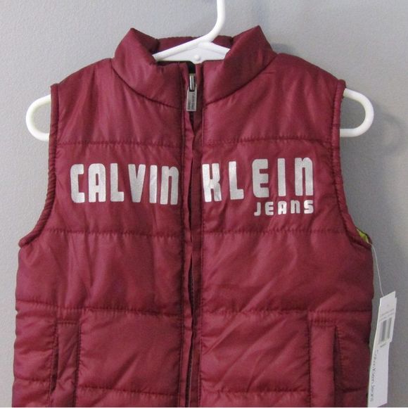 NWT Calvin Klein Jeans Puffer Vest Burgundy 18m - Picture 2 of 6